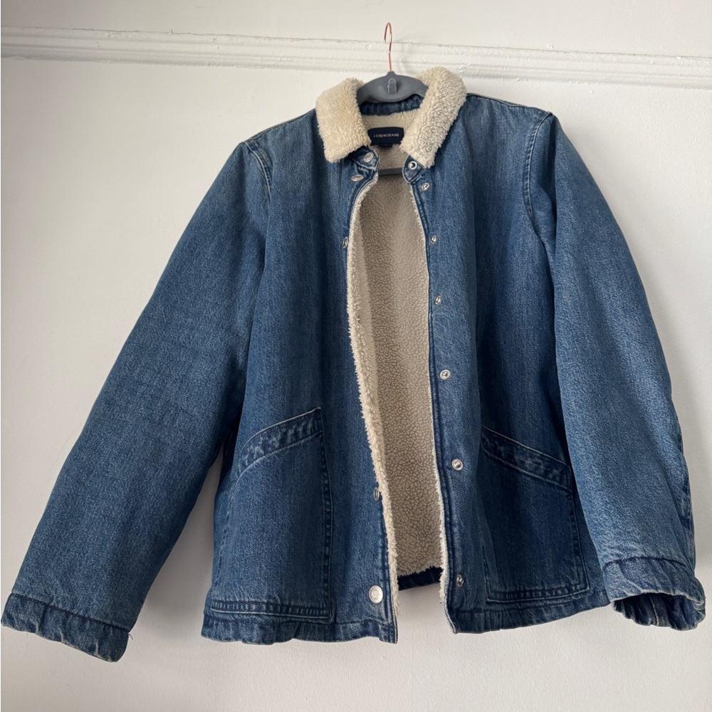 J Crew Sherpa Padded Denim Jacket